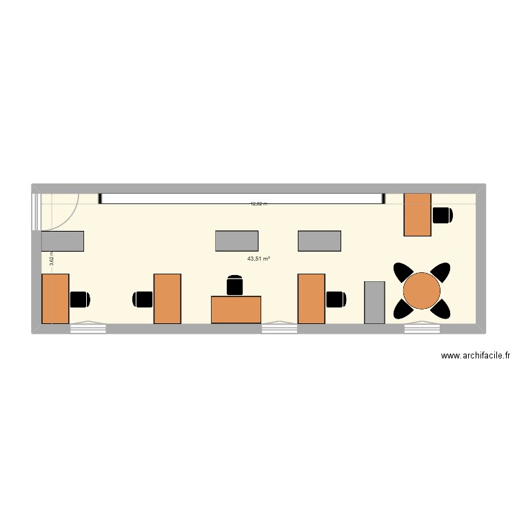 Espace éco. Plan de 1 pièce et 44 m2