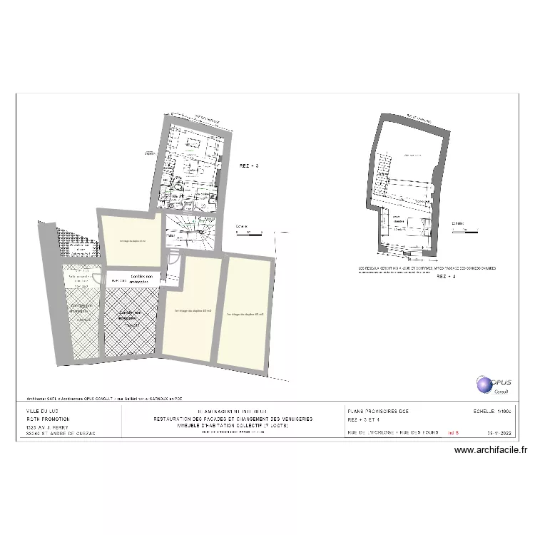 Plan 3eme et 4eme &eacute;tage Le LUC 1. Plan de 5  et 140 m²