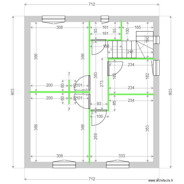 SCI IMPASSE PARADIS CLOISONS ETAGE. Plan de 6 pièces et 46 m2