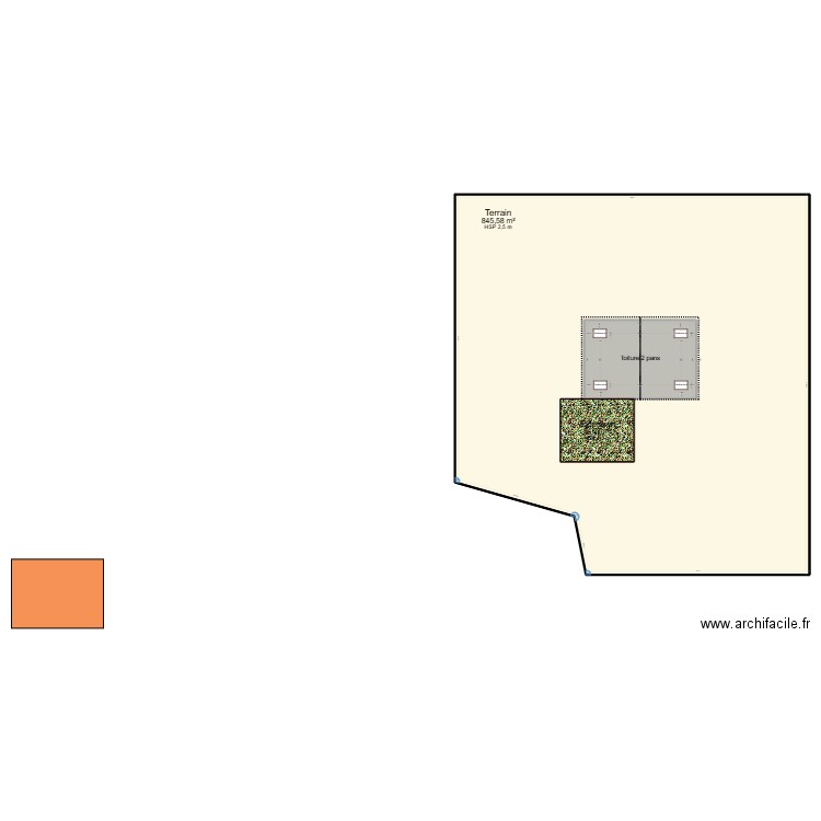 Vue Toitures. Plan de 3 pièces et 1048 m2