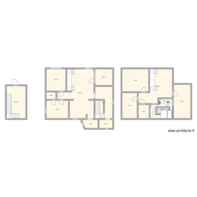 maja. Plan de 15 pièces et 197 m2