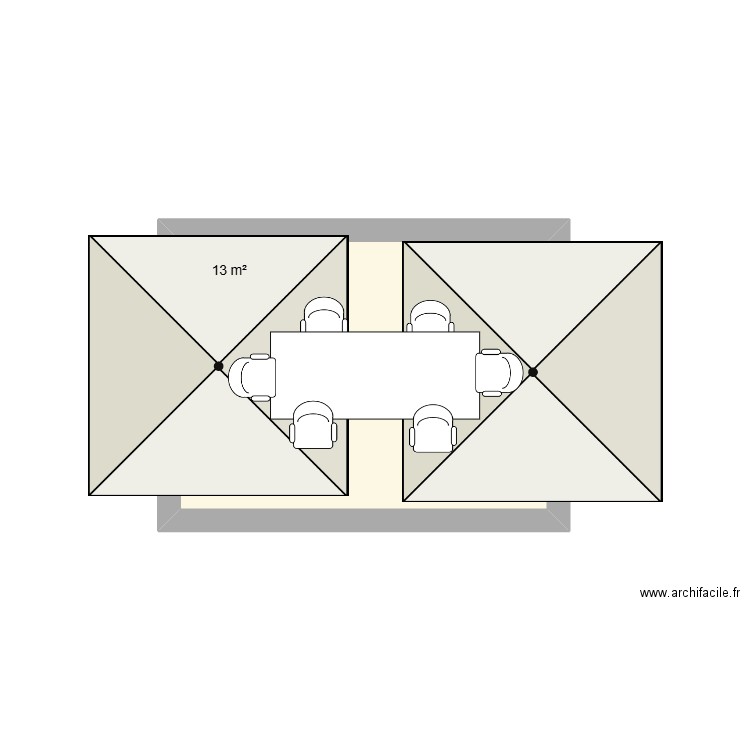 terrasseparassolcarteret. Plan de 1 pièce et 13 m2