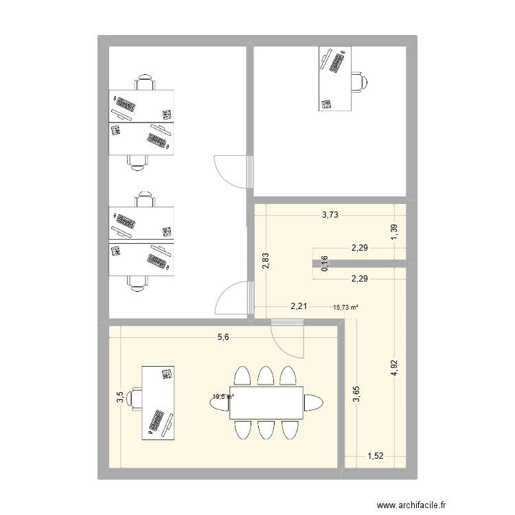 TEST. Plan de 2 pièces et 35 m2