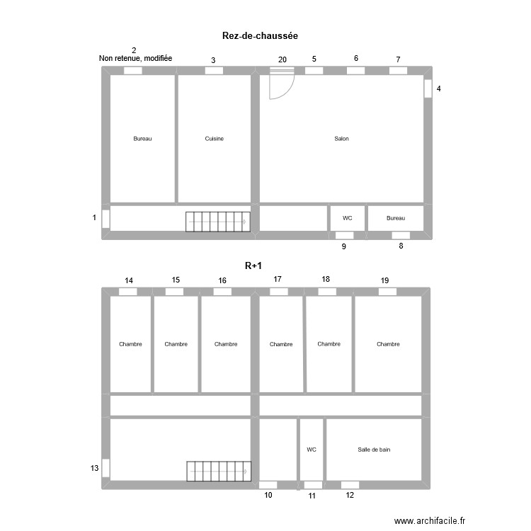 BONNEFOIS. Plan de 19 pièces et 105 m2