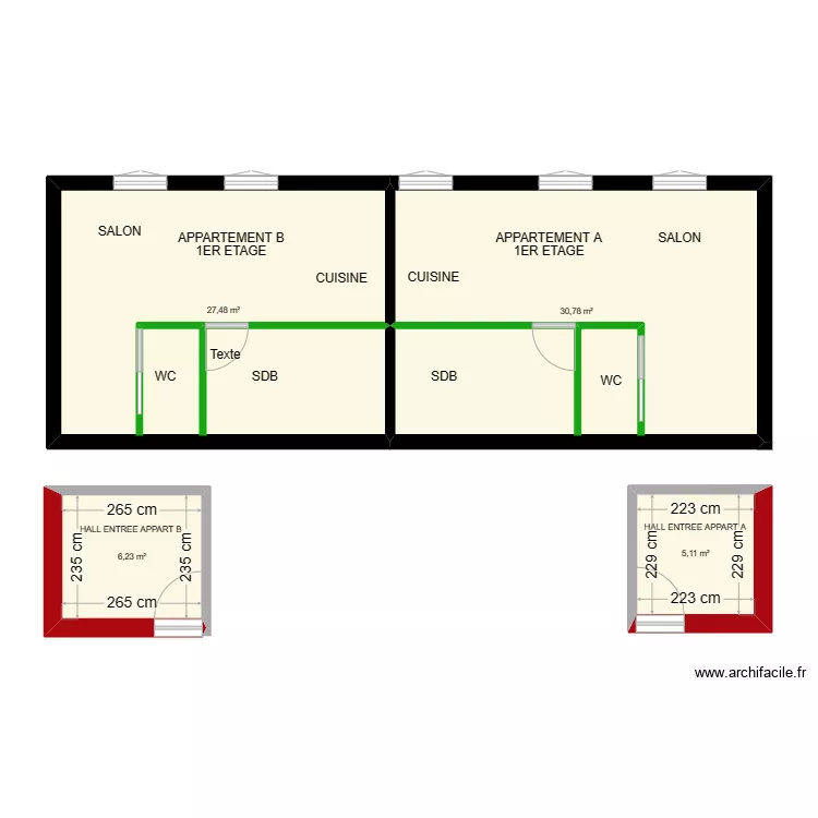 APPARTEMENTS BUSNES 1 ER ETAGE. Plan de 
