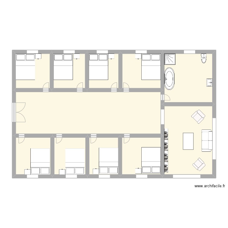 Gîte. Plan de 11 pièces et 112 m2