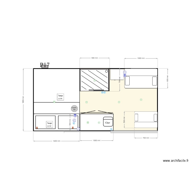 Jumper L3H2 - Plan implantation. Plan de 1 pièce et 7 m2