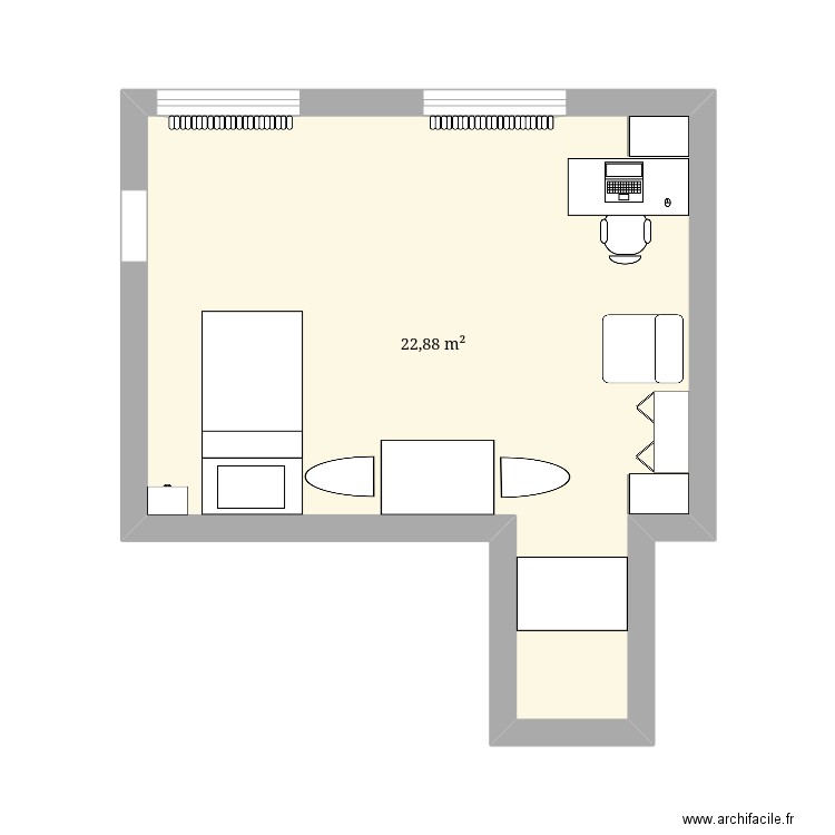 Chambre3209. Plan de 1 pièce et 23 m2