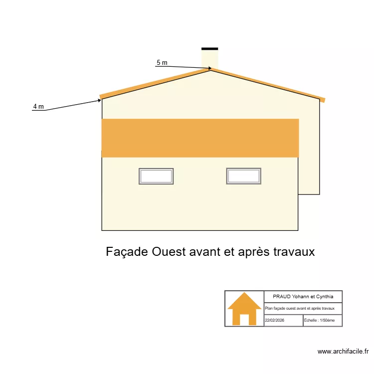 Plan façade Ouest. Plan de Plan façade Ouest. Plan de