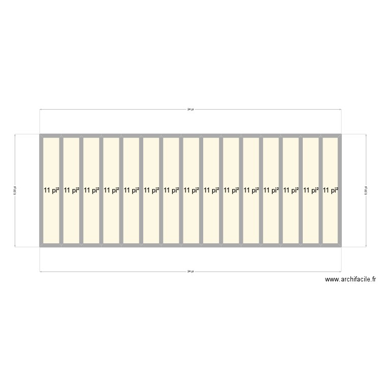 MUR DE GAUCHE. Plan de 15 pièces et 16 m2