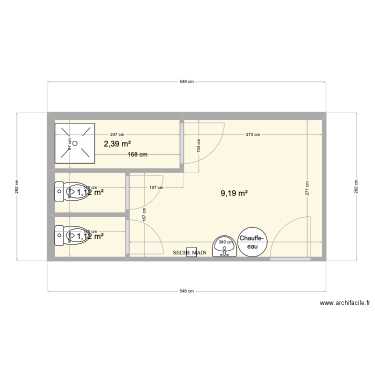 SOMATER SANITAIRES. Plan de 4 pièces et 14 m2