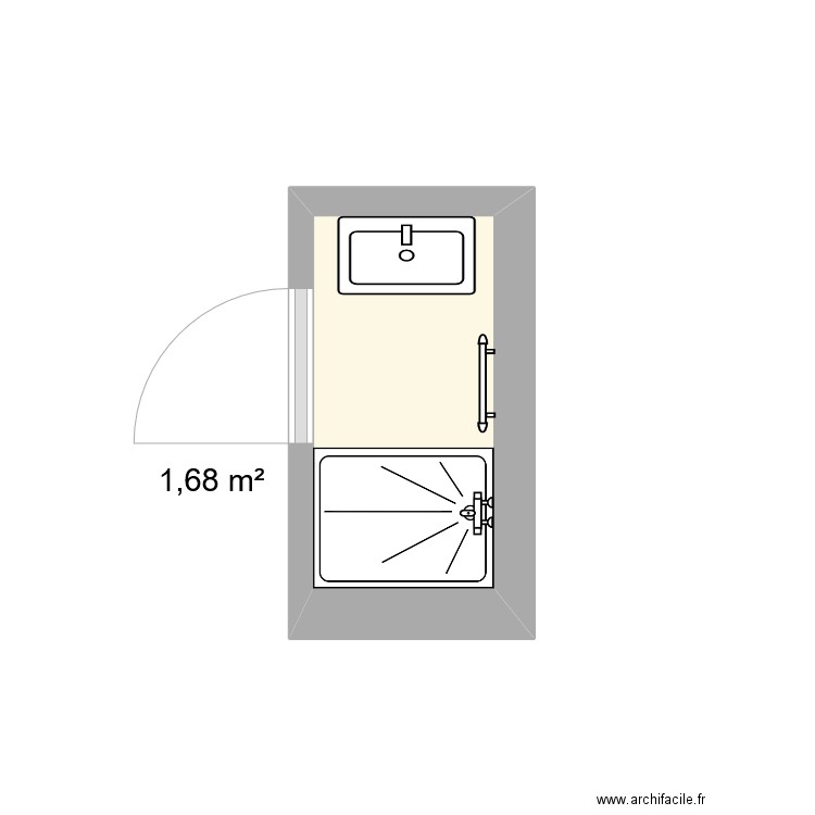 SDB. Plan de 1 pièce et 2 m2