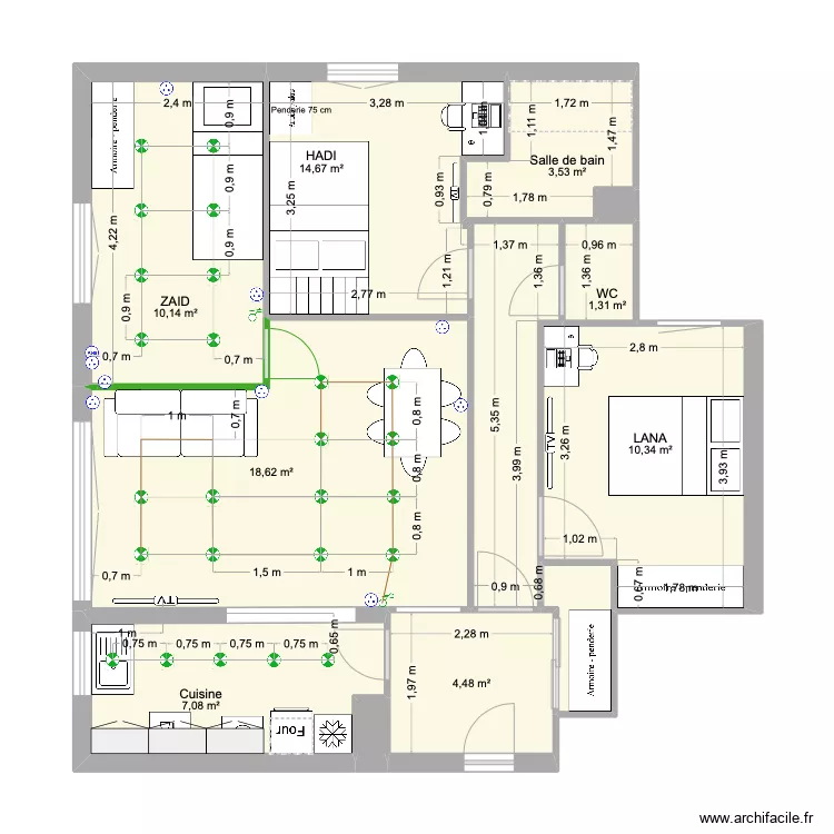 CHEZ LANA zouzou. Plan de 