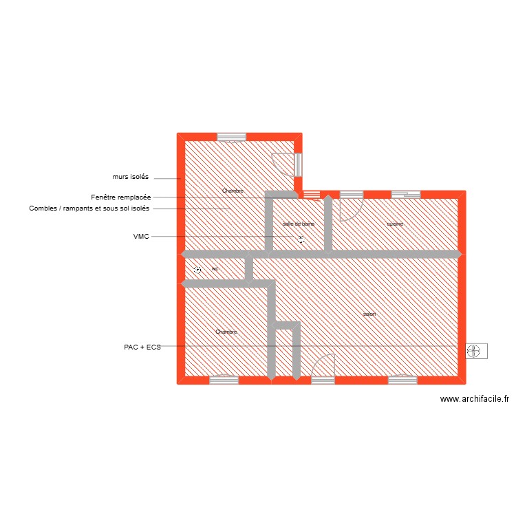 BOSCHER Christele scénario 3. Plan de 7 pièces et 62 m2