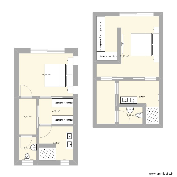 Extension chambre. Plan de 0 pièce et 0 m2