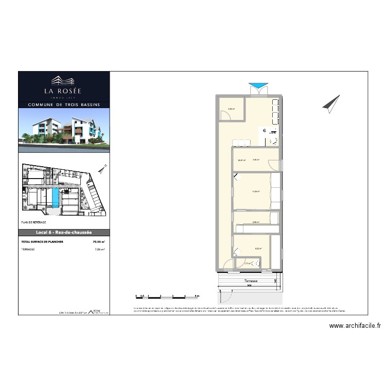cab trois bassins. Plan de 7 pièces et 67 m2