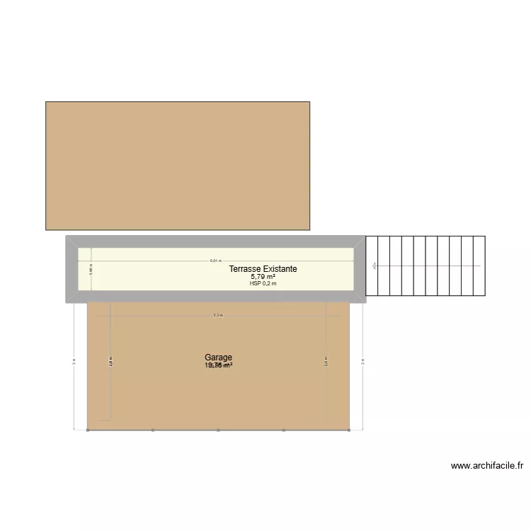 Terrasse/Garage. Plan de 2 Pièces et 20 m² Terrasse/Garage. Plan de 2 Pièces et 20 m²