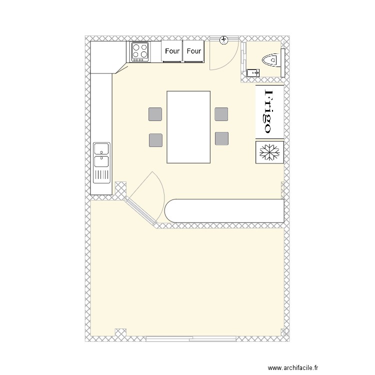 garage . Plan de 2 pièces et 43 m2