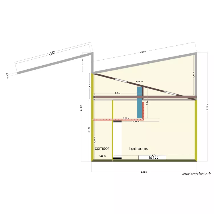 profil mezzanine apt 1 poutres. Plan de 