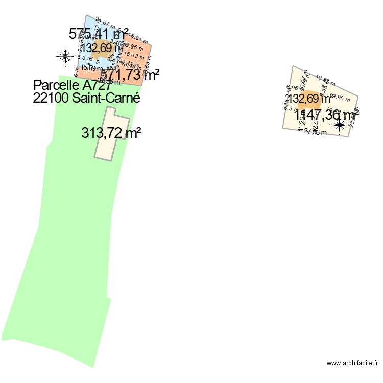 Cadastre V2.1. Plan de 4 pièces et 2608 m2