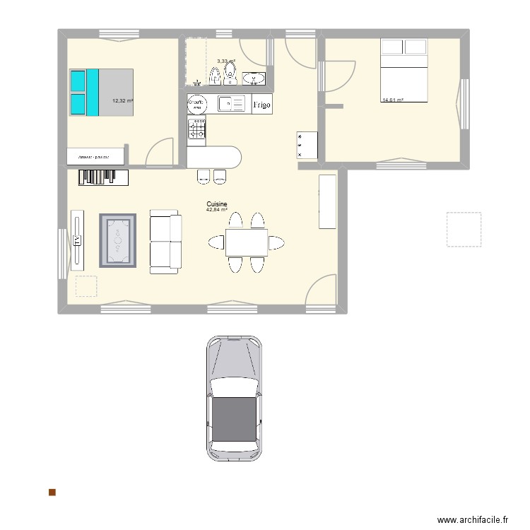 RAMA CAIDA 2. Plan de 4 pièces et 73 m2