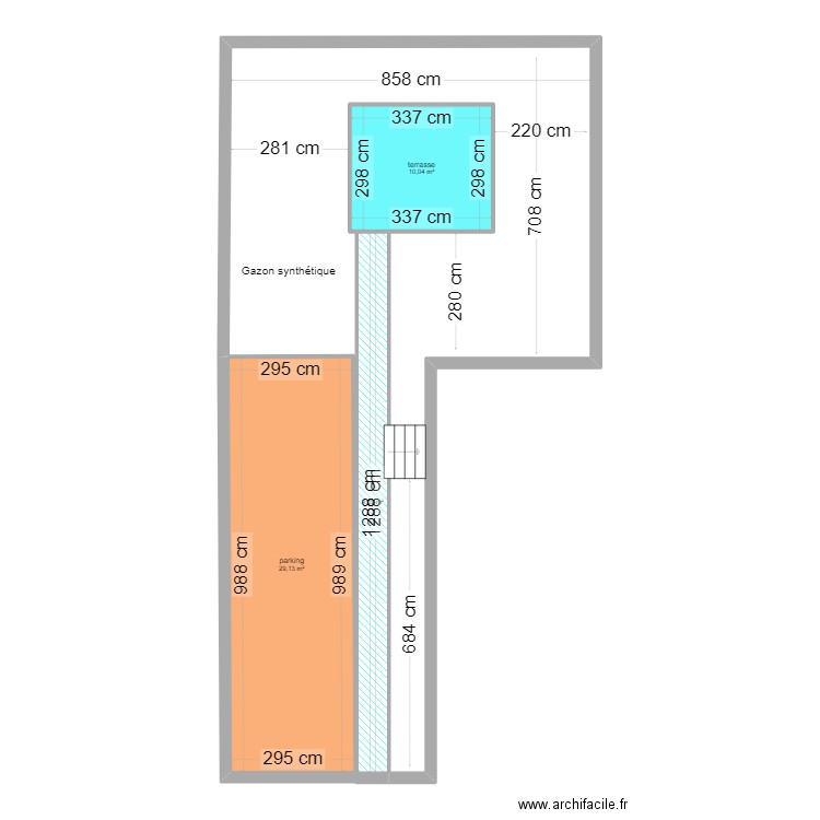 extérieur. Plan de 3 pièces et 49 m2