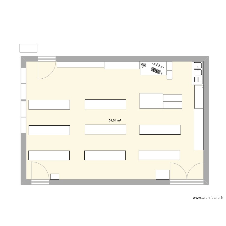 CLASSE. Plan de 1 pièce et 54 m2