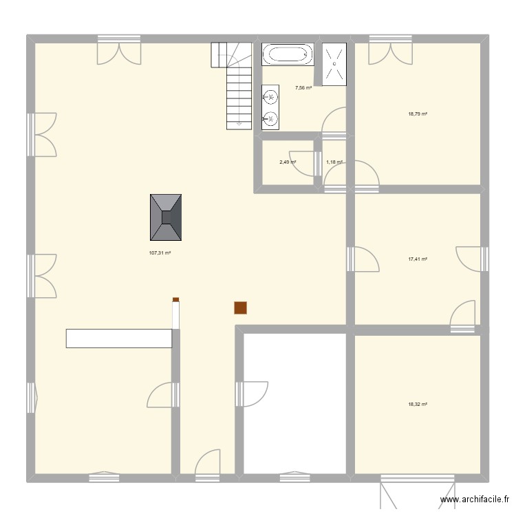 Guironcet. Plan de 7 pièces et 173 m2