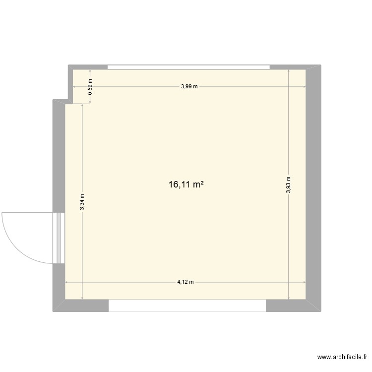 cuisine bois rocher. Plan de 1 pièce et 16 m2