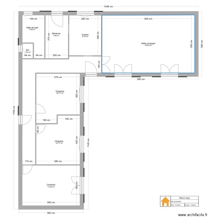 Papi existant. Plan de 0 pièce et 0 m2
