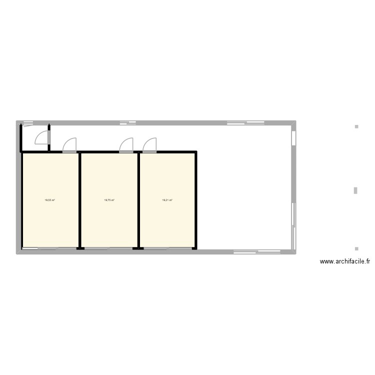 Bureau ecopole. Plan de 3 pièces et 59 m2