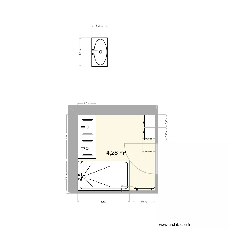 SDB ALBESSARD. Plan de 1  et 4 m²