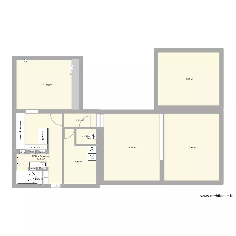 Plan BOURNAN 2. Plan de 8 pièces et 92 m²