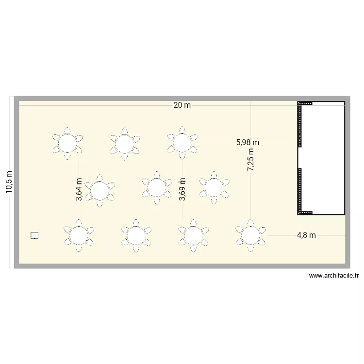 Mariage. Plan de 1  et 200 m²