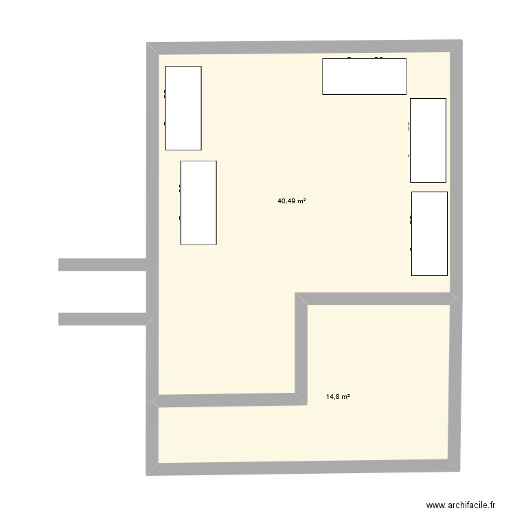 hall d'accueil. Plan de 2 pièces et 55 m2