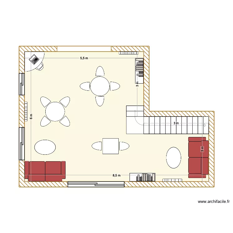 Salle de lecture. Plan de 1  et 42 m²