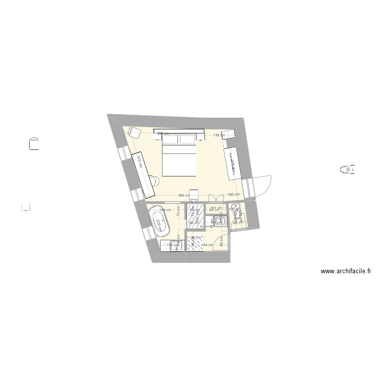 Notre Chambre   18/07/2024. Plan de 3 pièces et 25 m2