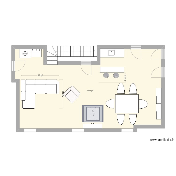 s-s. Plan de 1 pièce et 61 m2
