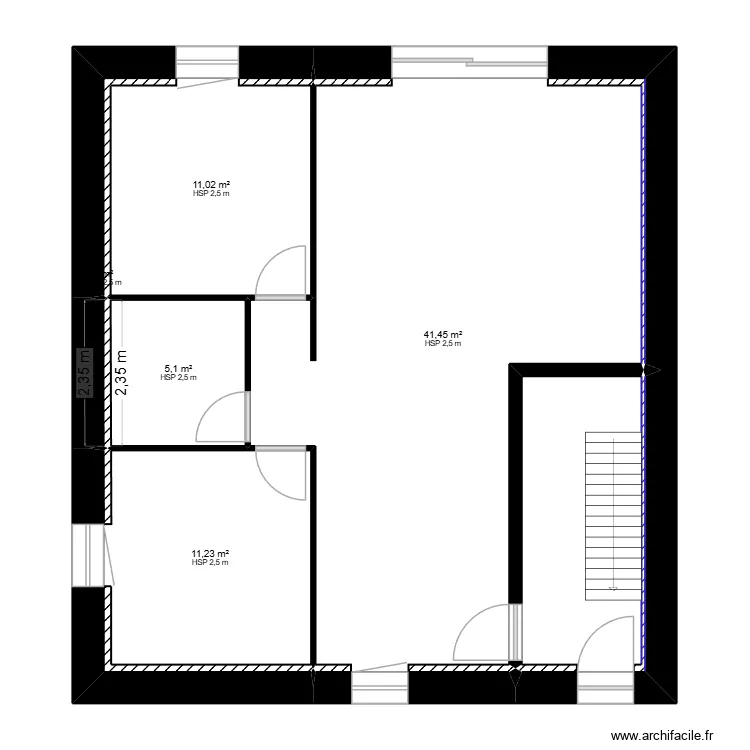 Grange RDC. Plan de 6  et 78 m²