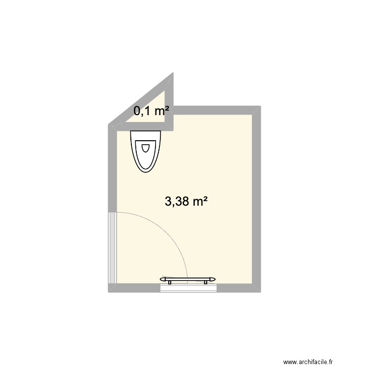 Van haelen sdb actuel. Plan de 2 pièces et 3 m2