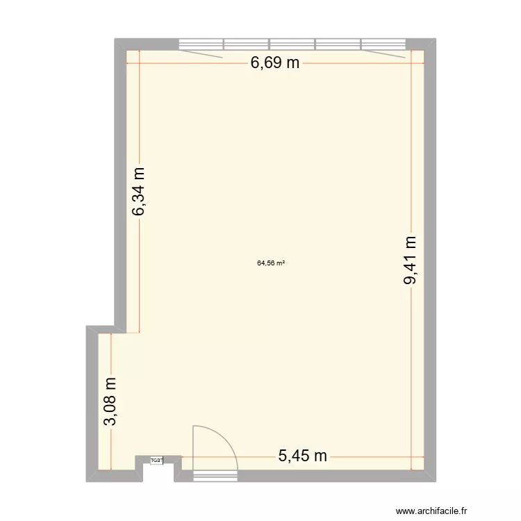lot 22 docteur gyre aménagement avant travaux. Plan de 1 pièce et 65 m² lot 22 docteur gyre aménagement avant travaux. Plan de 1 pièce et 65 m²