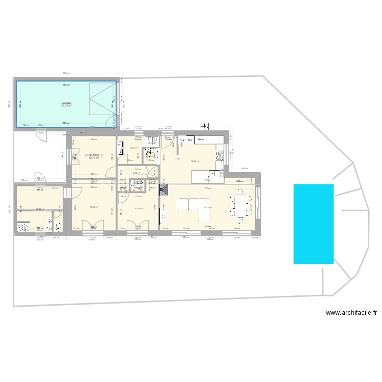 PLAN 3. Plan de 14 pièces et 128 m2