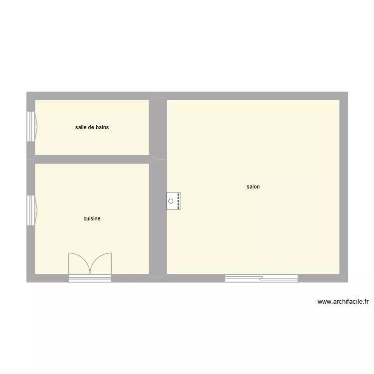 DENIS Julien rdc &eacute;tat initial. Plan de 3  et 53 m²