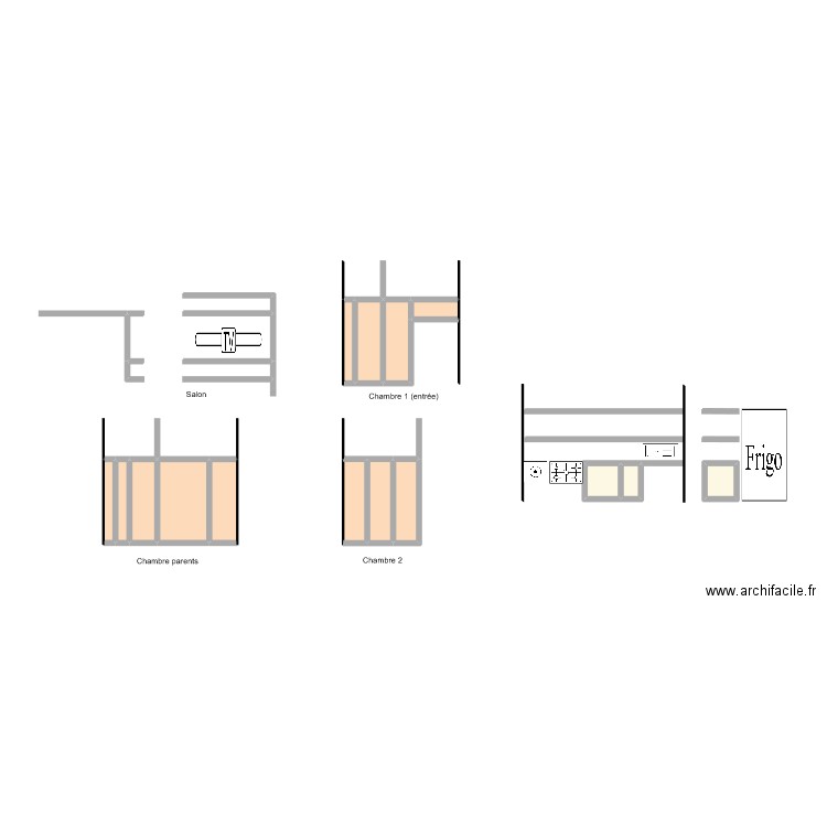 mur tv. Plan de 15 pièces et 14 m2