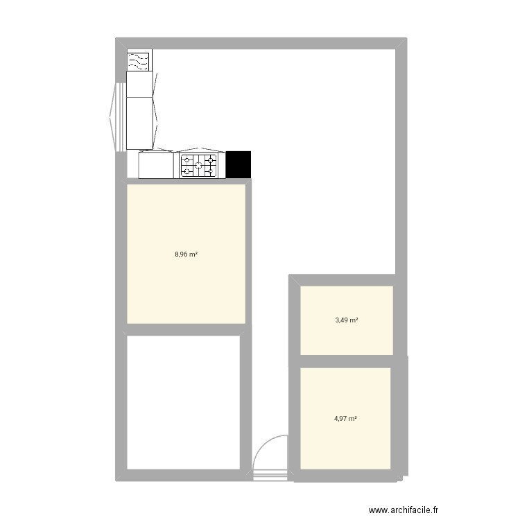 Golf juan. Plan de 3 pièces et 17 m2