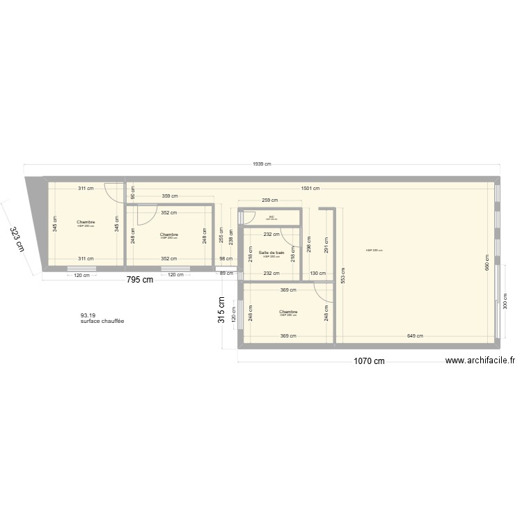 plan leroy vue dessus. Plan de 6 pièces et 93 m2