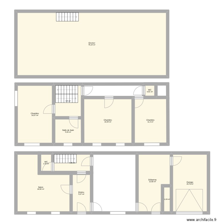 Maison. Plan de 14 pièces et 192 m2