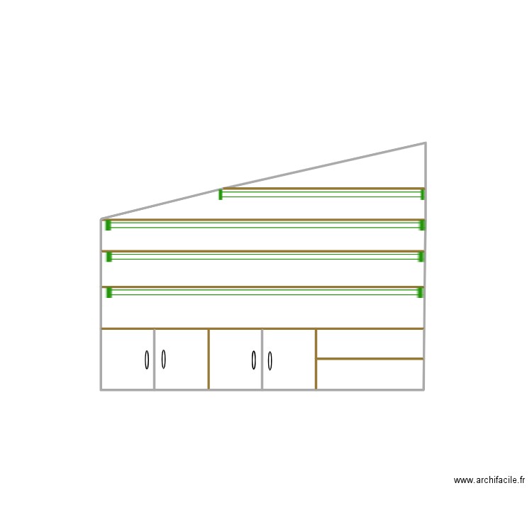 mur lateral sejour coté bureau. Plan de 10 pièces et 6 m2