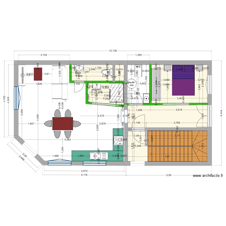 rdh 2. Plan de 5 pièces et 30 m2