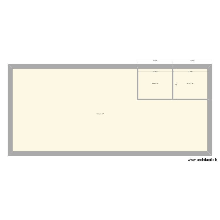 maison longère. Plan de 3 pièces et 155 m2